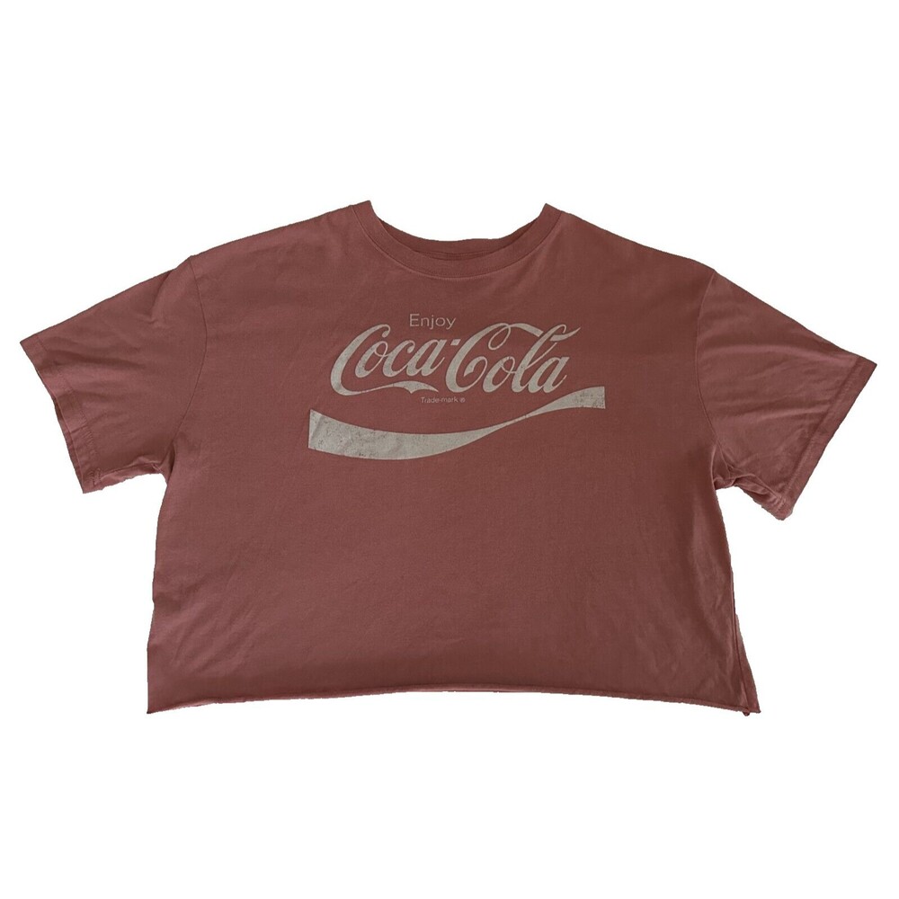 Coca-Cola Women's Original Logo Crop Top Cropped Pink T-shirt Size Large